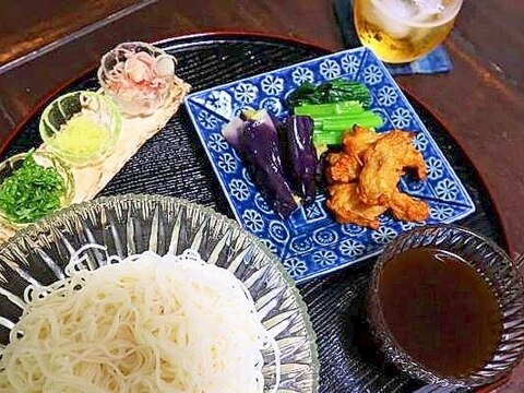 茹でないそうめん＊茹で茄子ぞえ